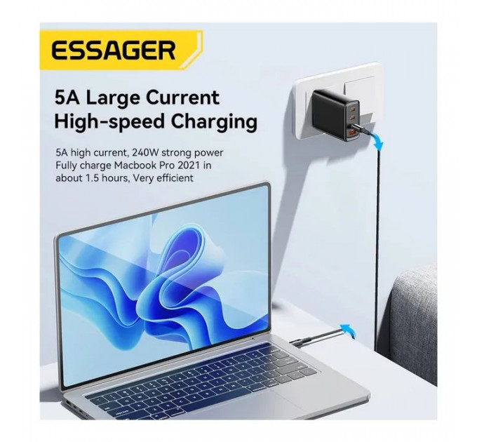 Дата кабель USB-C to USB-C 1.0m 240W Essager (EXCTT3-CG0G-P)