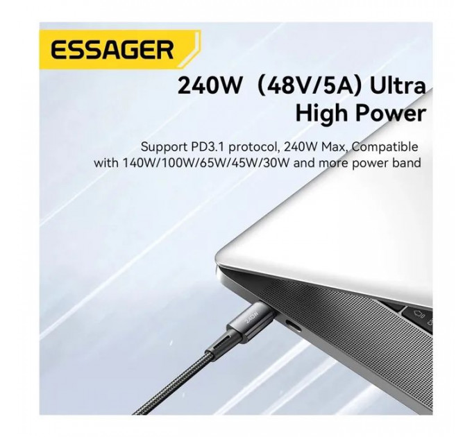 Дата кабель USB-C to USB-C 1.0m 240W Essager (EXCTT3-CG0G-P)