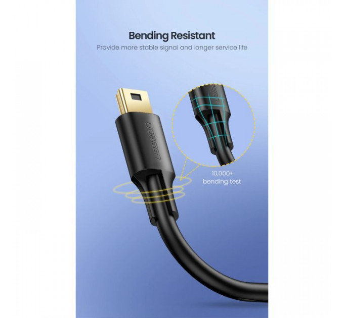 Дата кабеля USB 2.0 AM to Mini 5P 2.0m US132 black Ugreen (30472)
