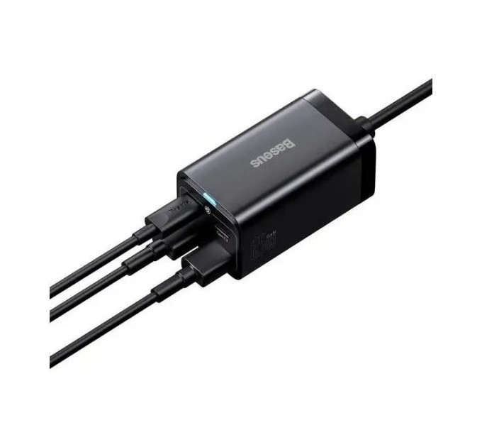 Зарядний пристрій Baseus 2xUSB-C 65W + 2xUSB GaN + cable USB-C to USB-C 100W 1.0m black (CCGP040101)