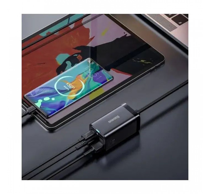 Зарядний пристрій Baseus 2xUSB-C 65W + 2xUSB GaN + cable USB-C to USB-C 100W 1.0m black (CCGP040101)