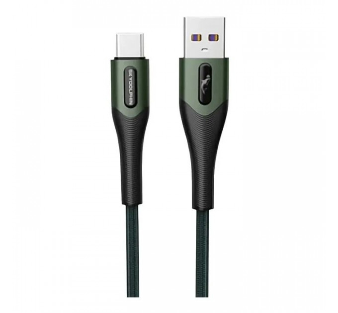 Дата кабель USB 2.0 AM to USB-C 1.0m 3A braided dark green SkyDolphin (USB-000582)