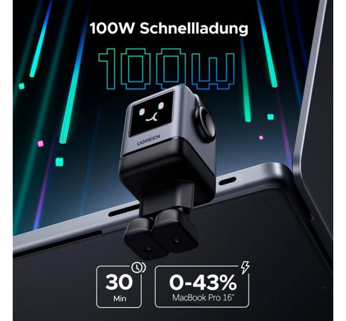 Зарядний пристрій Ugreen 1xUSB + 3xUSB-C GaN 100W Robot X688 gray (45515B)