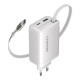 Зарядний пристрій Canyon 1xUSB-C PD65W + 1xUSB QC3.0 + cable USB-C to USB-C white (CNS-CURC65ACW)