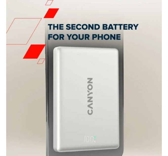 Батарея універсальна Canyon 5000mAh OnPower 500 PD20W Magnetic wireless MagSafe Grey (CNS-CPB500G)