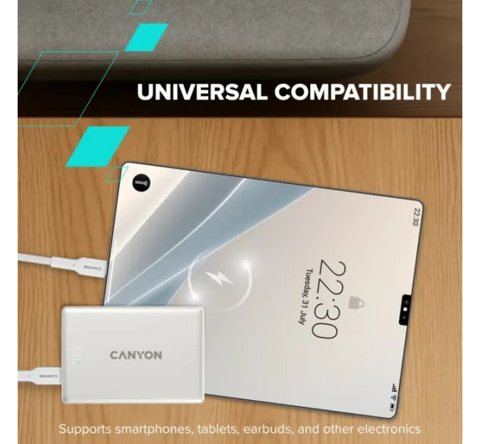 Батарея універсальна Canyon 5000mAh OnPower 500 PD20W Magnetic wireless MagSafe Grey (CNS-CPB500G)