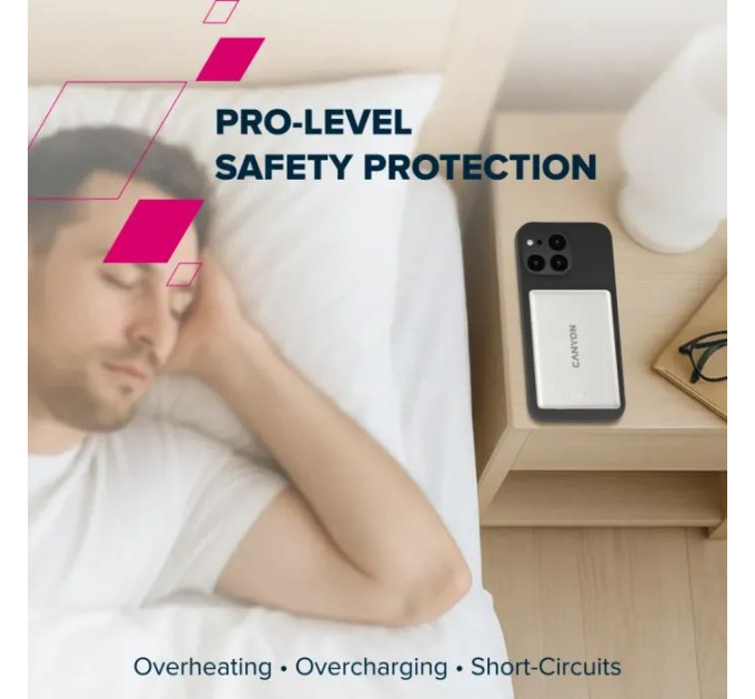 Батарея універсальна Canyon 5000mAh OnPower 500 PD20W Magnetic wireless MagSafe Grey (CNS-CPB500G)