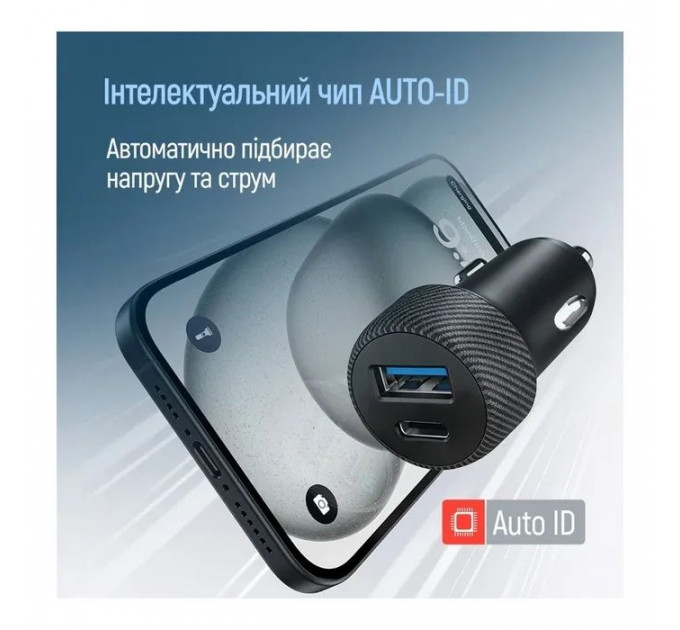 Зарядний пристрій ColorWay USB-C PD35W + USB QC3.0 car adapter (CW-CHA064PD-BK)