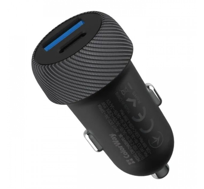Зарядний пристрій ColorWay USB-C PD35W + USB QC3.0 car adapter (CW-CHA064PD-BK)