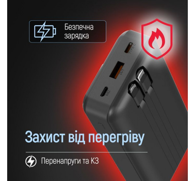 Батарея універсальна ColorWay 20 000 mAh Optimal Power PD\/22.5W, QC\/3.0, Black (CW-PB200LPB5BK-PDD)