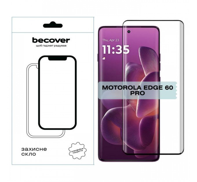 Стекло защитное BeCover EDGE Motorola Edge 60 Pro Black (714771)