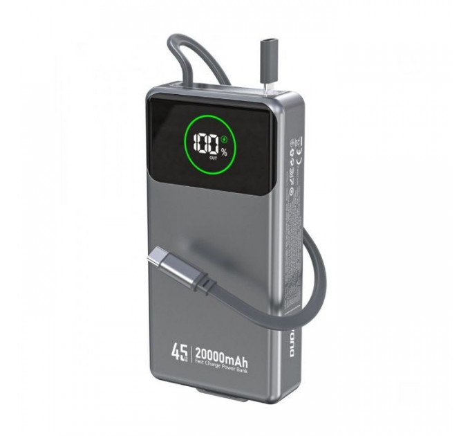 Батарея універсальна Dudao K31Pro 20000mAh 45W PD, QC, with built-in USB-C\/Lightning cables (6977196682010)