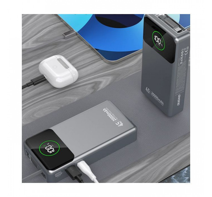 Батарея універсальна Dudao K31Pro 20000mAh 45W PD, QC, with built-in USB-C\/Lightning cables (6977196682010)