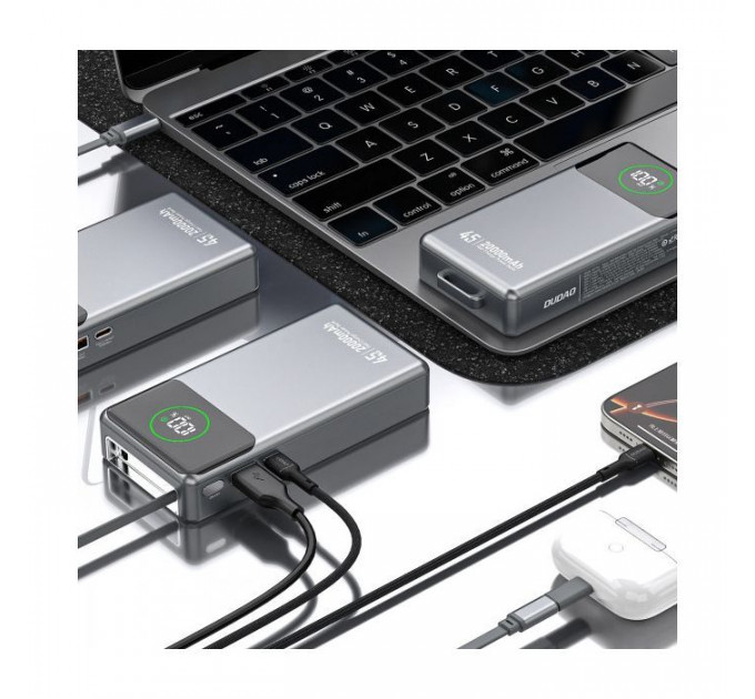 Батарея універсальна Dudao K31Pro 20000mAh 45W PD, QC, with built-in USB-C\/Lightning cables (6977196682010)