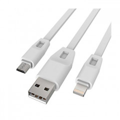 Дата кабель USB 2.0 AM to Lightning + Micro 5P 1.0m 2А (DR-1622) (White) Drobak (219092)