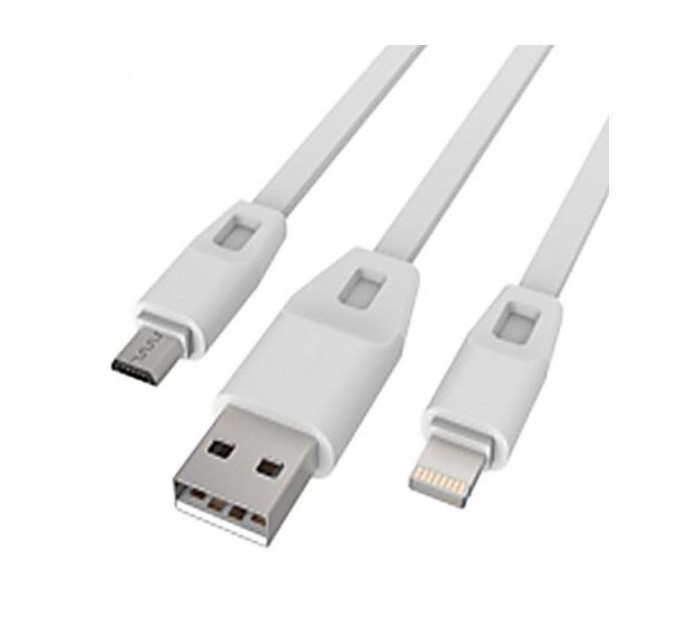 Дата кабель USB 2.0 AM to Lightning + Micro 5P 1.0m 2А (DR-1622) (White) Drobak (219092)