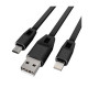 Дата кабель USB 2.0 AM to Lightning + Micro 5P 1.0m 2А (DR-1622) (Black) Drobak (219093)