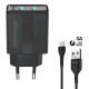 Зарядний пристрій Grand-X CH-15UMB (5V\/2,1A + DC cable 2,4А USB -> Micro USB 1m) Black (CH-15UMB)