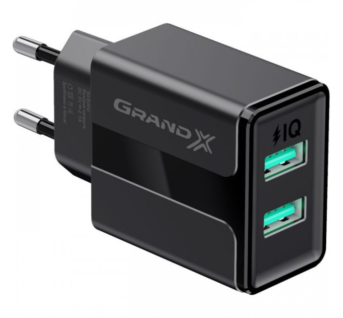 Зарядное устройство для Grand-X CH-15UMB (5V\/2,1A + DC cable 2,4А USB -> Micro USB 1m) Black (CH-15UMB)