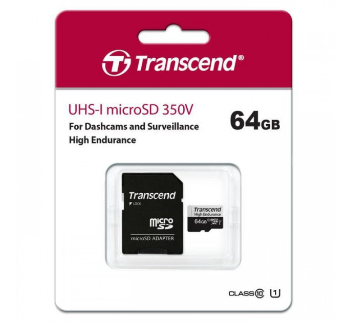 Карта пам/'яті Transcend 64GB microSDXC class 10 UHS-I U1 High Endurance (TS64GUSD350V)