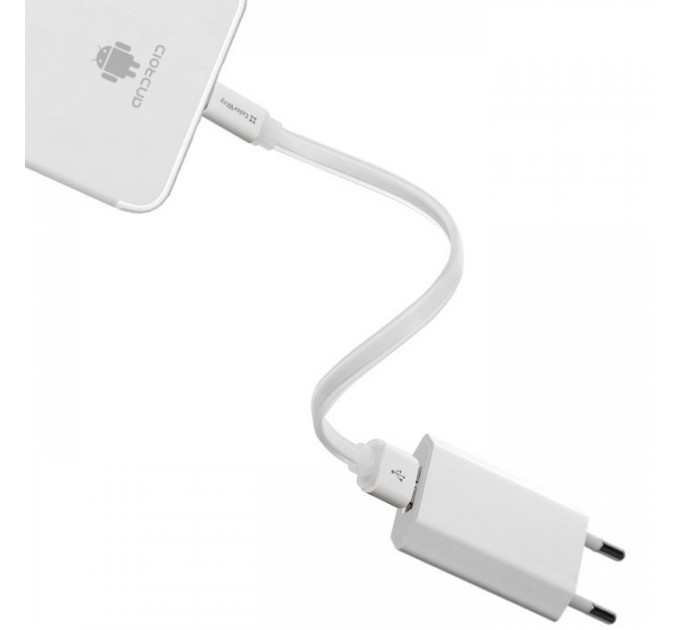 Дата кабель USB 2.0 AM to Micro 5P 0.25m white ColorWay (CW-CBUM-MUM25W)