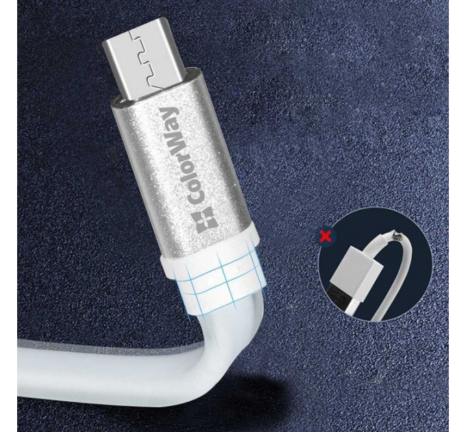 Дата кабель USB 2.0 AM to Micro 5P 0.25m white ColorWay (CW-CBUM-MUM25W)