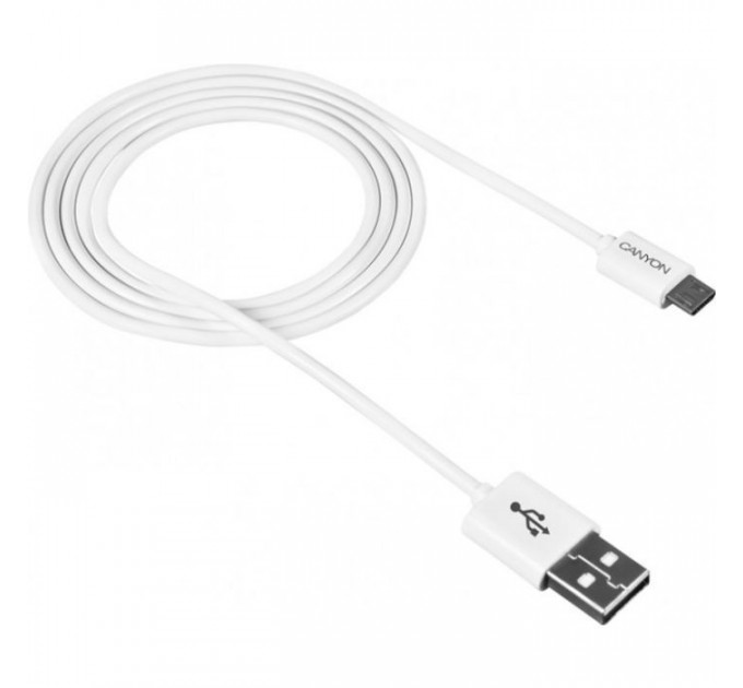 Дата кабель USB 2.0 AM to Micro 5P 1.0m White Canyon (CNE-USBM1W)