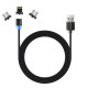 Дата кабель USB 2.0 AM to Lightning + Micro 5P + USB-C 1.0m Magnet only charge ColorWay (CW-CBUU020-BK)