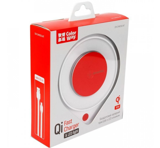 Зарядний пристрій ColorWay Qi Fast Charger (10W)& LED bedside lamp (CW-CHW20Q-WT)