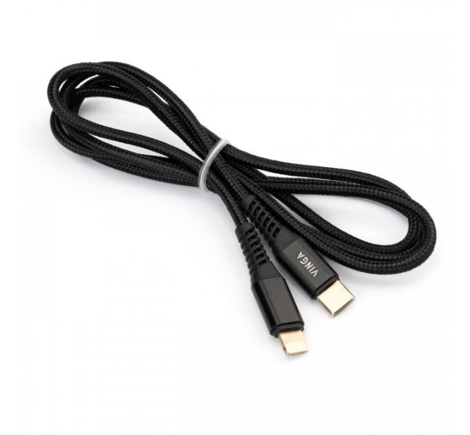 Дата кабель USB-C to Lightning 1.0m 3A 18W nylon braided black Vinga (VCPTCL3ANBK)
