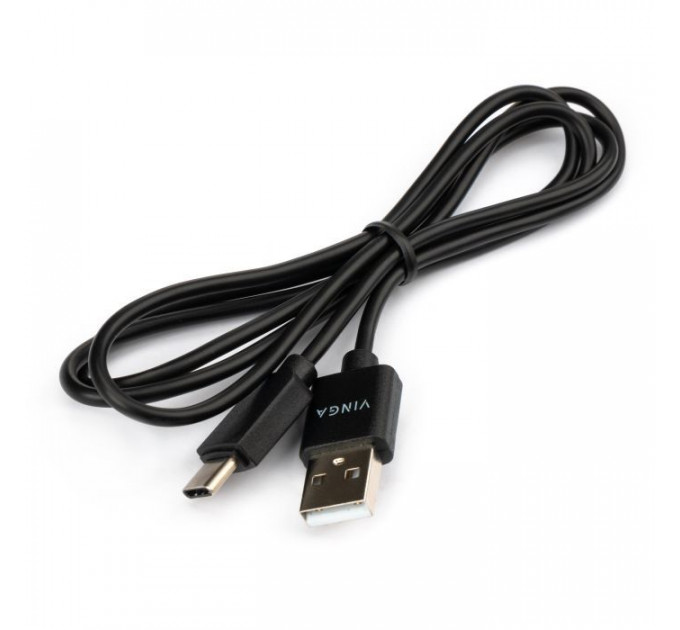 Дата кабель USB 2.0 AM to USB-C 1.0m 3A 18W PVC black Vinga (VCPUSBTC3ABK)