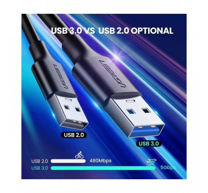 Дата кабель USB 3.0 AM to USB-C 1.0m US184 Black Ugreen (20882)