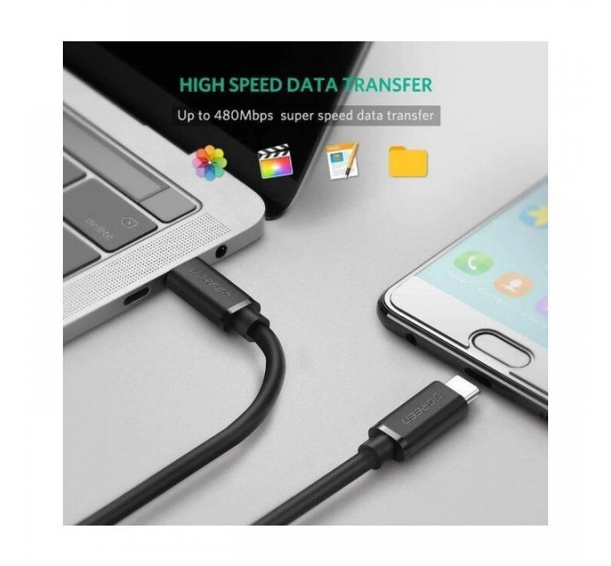 Дата кабель USB-C to USB-C 2.0m US286 3A Black Ugreen (10306)