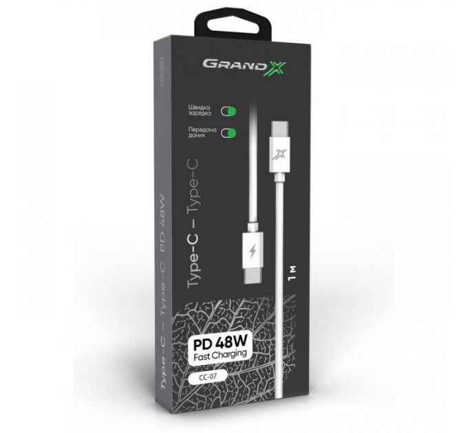 Дата кабеля USB-C to USB-C 1.0m Grand-X (CC-07)