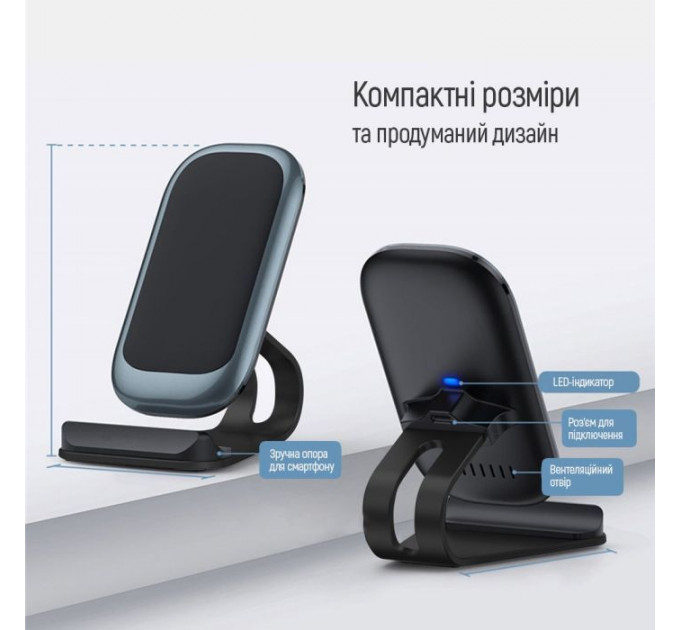 Зарядний пристрій ColorWay Wireless Stand 10W Blue (CW-CHW30Q-BL)