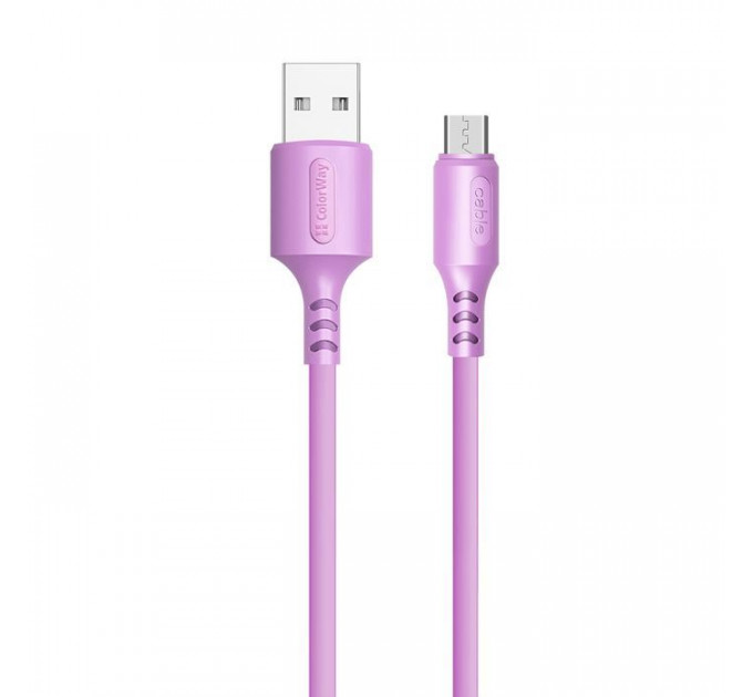 Дата кабель USB 2.0 AM to Micro 5P 1.0m soft silicone violet ColorWay (CW-CBUM044-PU)