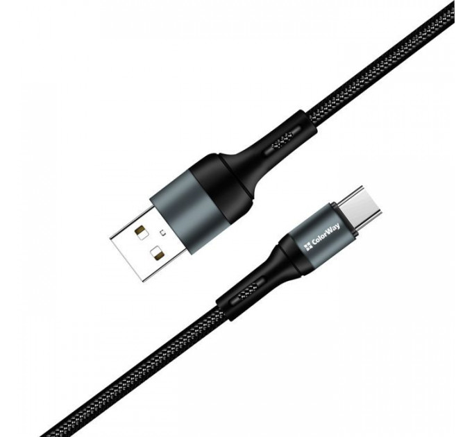 Дата кабель USB 2.0 AM to USB-C 1.0m nylon black ColorWay (CW-CBUC045-BK)