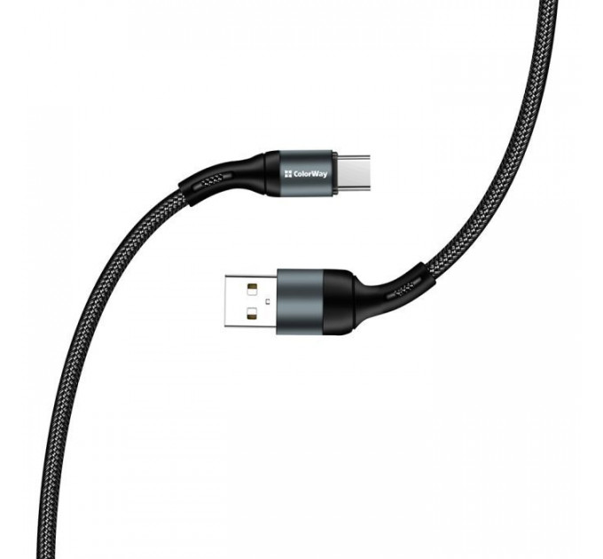 Дата кабель USB 2.0 AM to USB-C 1.0m nylon black ColorWay (CW-CBUC045-BK)