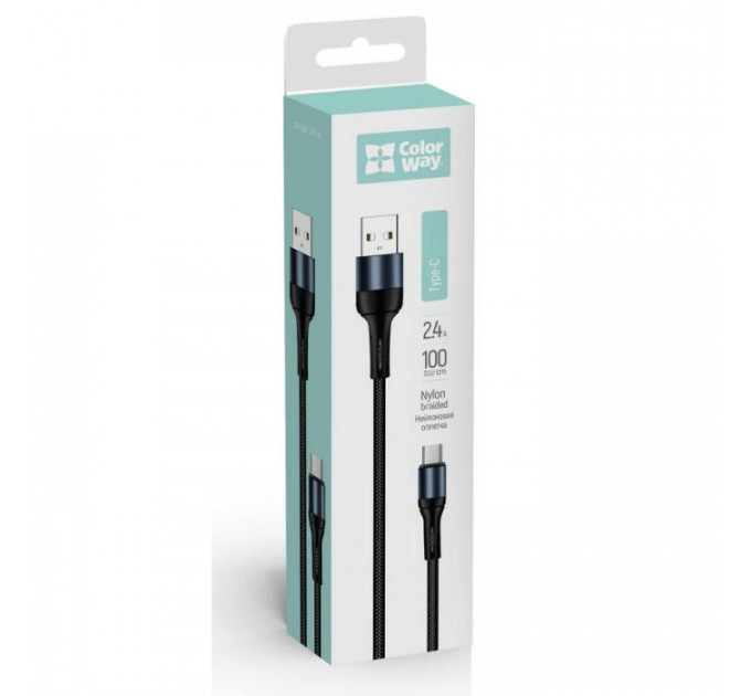 Дата кабель USB 2.0 AM to USB-C 1.0m nylon black ColorWay (CW-CBUC045-BK)