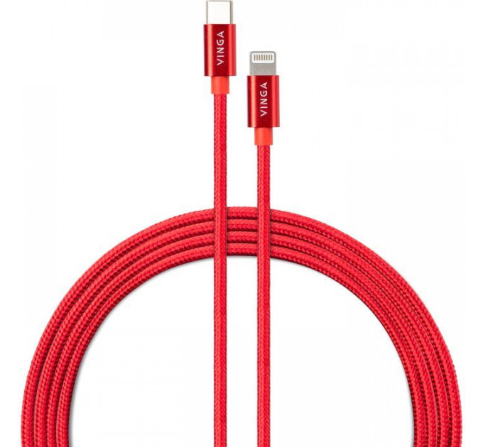 Дата кабель USB-C to Lightning 1.0m 20W Nylon Red Vinga (VCDCCLM531)