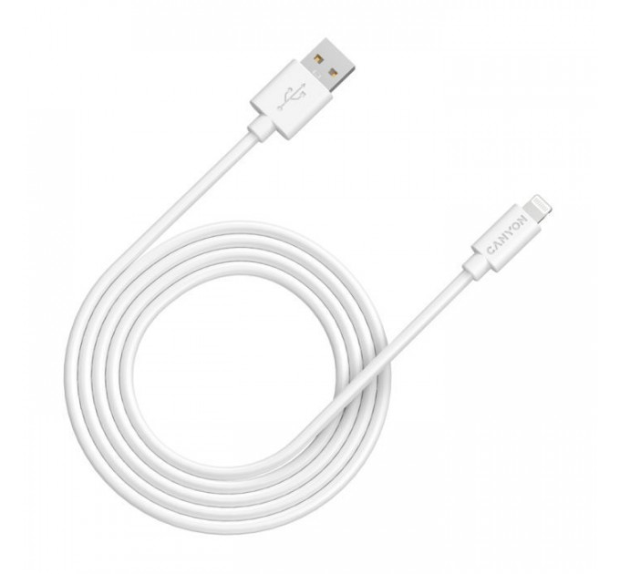 Дата кабель USB 2.0 AM to Lightning 1.0m MFI white Canyon (CNS-MFIC12W)