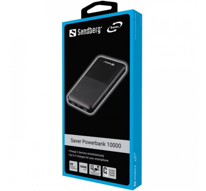 Батарея универсальная Sandberg 10000mAh, Saver, USB-C, Micro-USB, output: USB-A*2 Total 5V/2.4A (320-34)