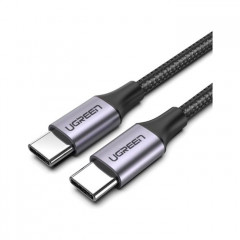 Дата кабель USB-C to USB-C 2.0m US261 18W Round Cable Nickel Plating Aluminum Shell Black Ugreen (50152)