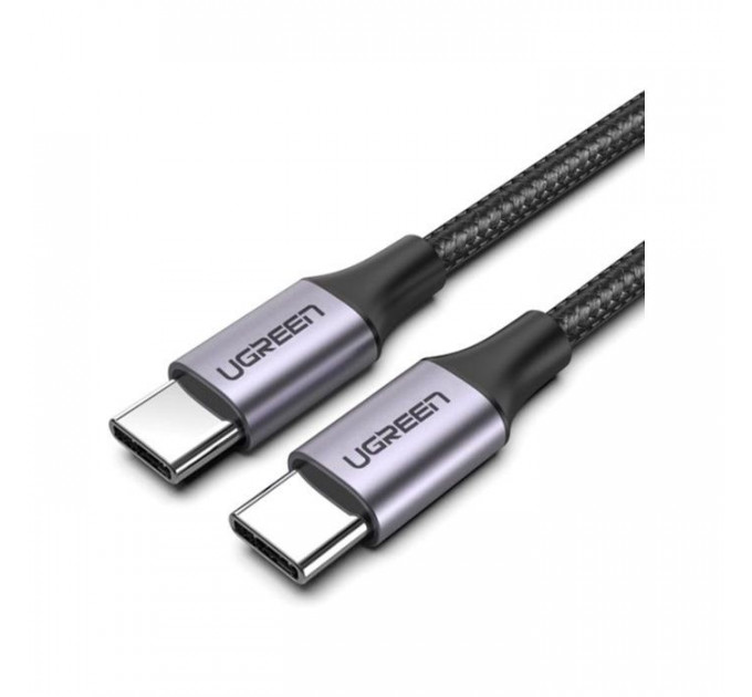 Дата кабель USB-C to USB-C 2.0m US261 18W Round Cable Nickel Plating Aluminum Shell Black Ugreen (50152)