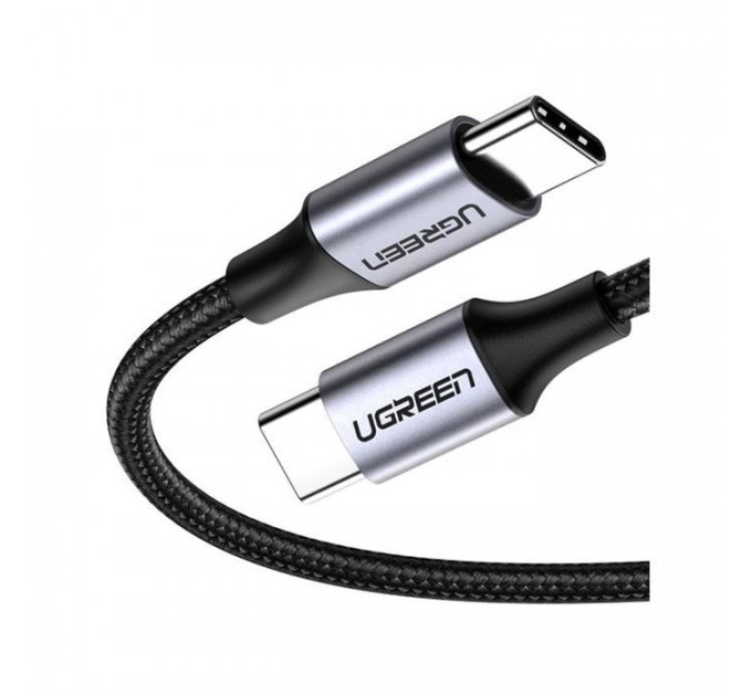 Дата кабель USB-C to USB-C 2.0m US261 18W Round Cable Nickel Plating Aluminum Shell Black Ugreen (50152)