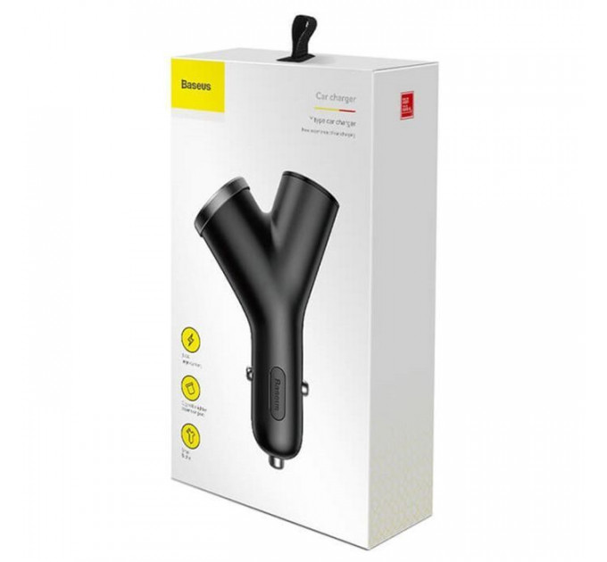 Зарядний пристрій Baseus Y type dual USB-A Black (CCALL-YX01)