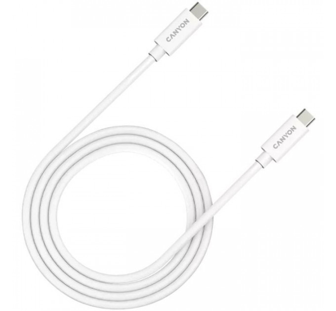 Дата кабель USB-C to USB-C 1.0m UC-44 5A 240W(ERP) E-MARK, white Canyon (CNS-USBC44W)
