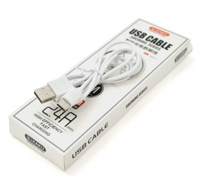 Дата кабель USB 2.0 AM to Lightning 1.0m 2.4А White iKAKU (KSC-060-L)