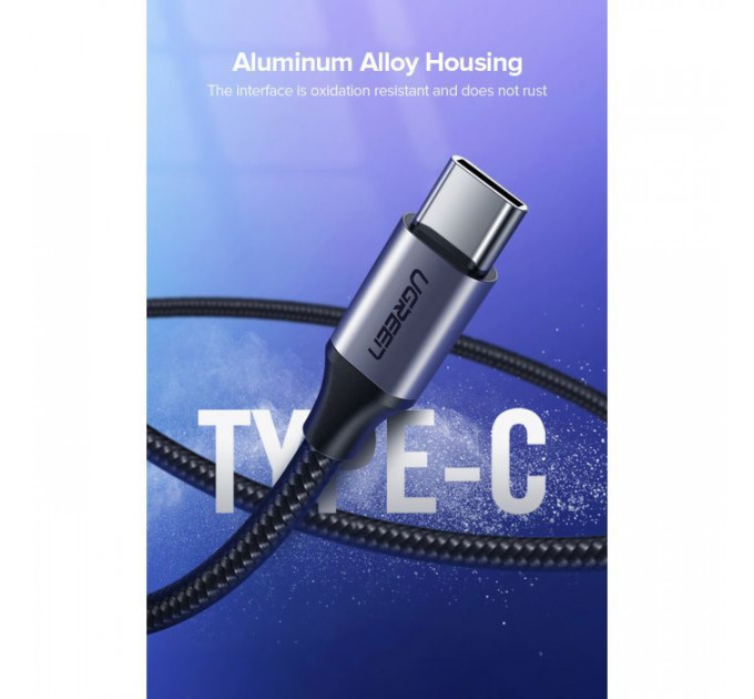 Дата кабель USB 2.0 AM to USB-C 3.0m 3.0A 18W US288 Space Gray Ugreen (60408)