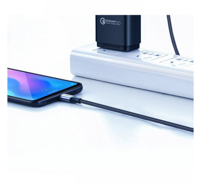 Дата кабель USB 2.0 AM to USB-C 3.0m 3.0A 18W US288 Space Gray Ugreen (60408)